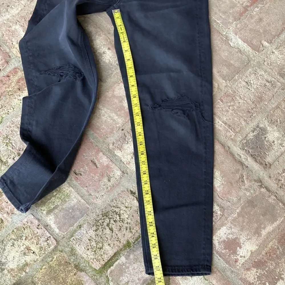 American Eagle Outfitters Distressed Mom Straight Jeans Wash Black Size 0